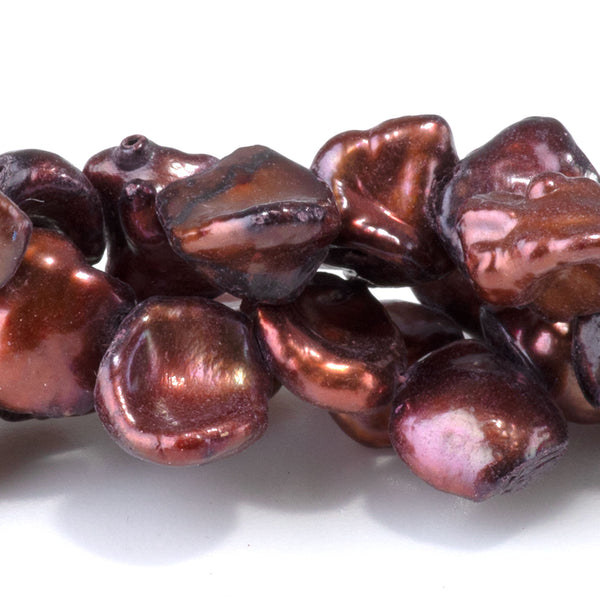 Freshwater Pearl 6-10mm Copper Top Drill Keshi Beads - 15-16 Inch