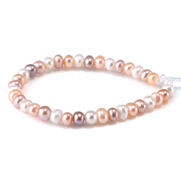 Freshwater Pearl 6-7mm Multi Pastel Oval Large Hole Beads - 8 Inch