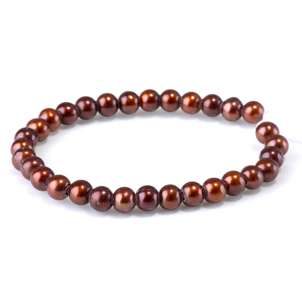 Freshwater Pearl 6-7mm Red/Brown/Gold Potato Large Hole Beads - 8-Inch