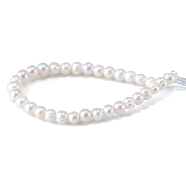 Freshwater Pearl 6-7mm White Potato Large Hole Beads - 8 Inch