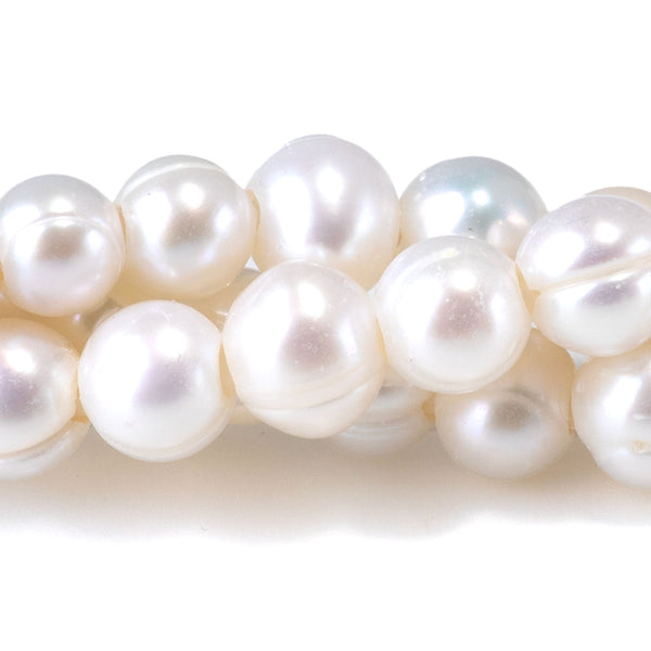 Freshwater Pearl 6-7mm White Potato Large Hole Beads - 8 Inch