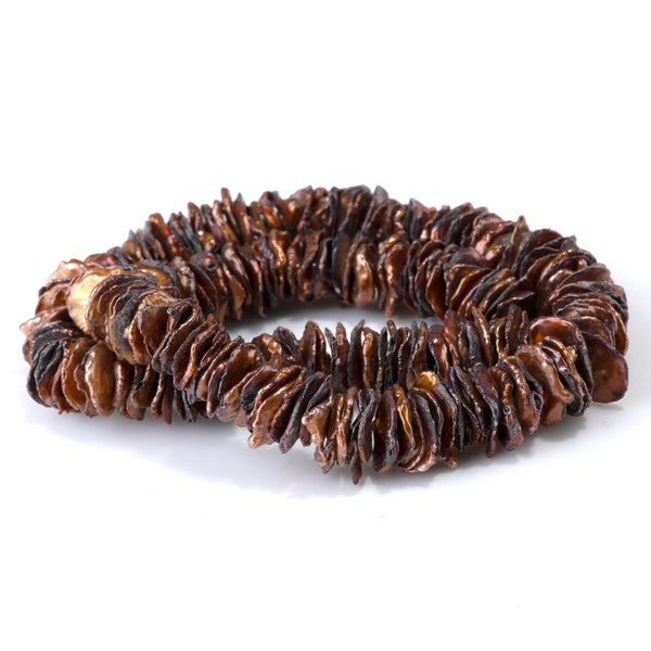 Freshwater Pearl 8-15mm Golden Brown Center Drilled Keshi Beads - 15-16 Inch