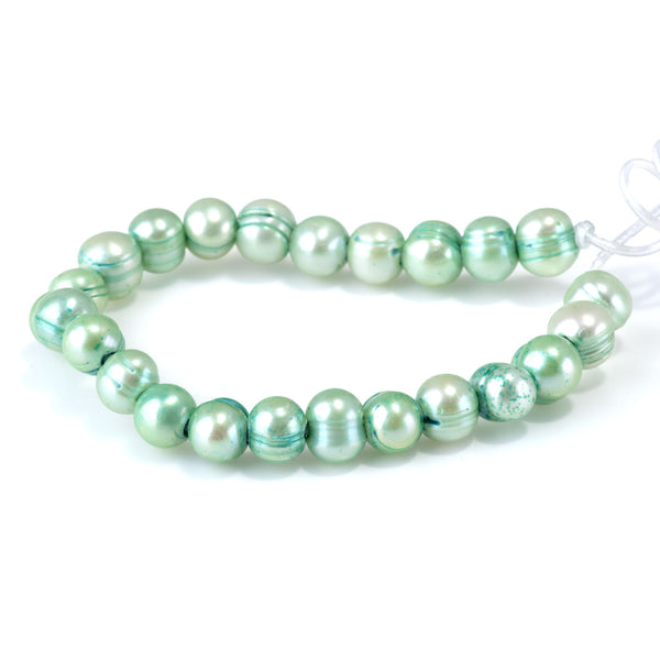 Freshwater Pearl 9-10mm Light Green Potato Large Hole Beads - 7-8 Inch