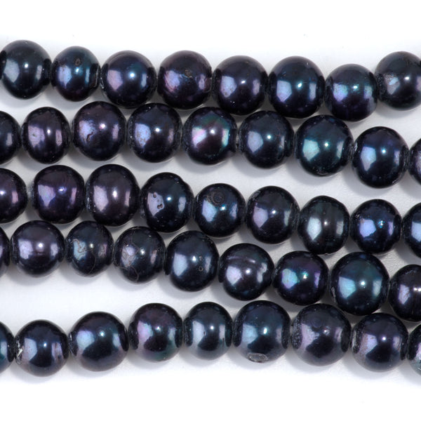 Freshwater Pearl 9-10mm Peacock Potato Large Hole Beads - 8 Inch