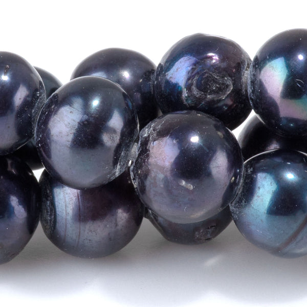 Freshwater Pearl 9-10mm Peacock Potato Large Hole Beads - 8 Inch