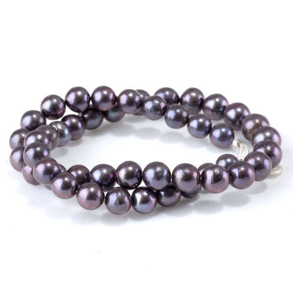 Freshwater Pearl 9-10mm Peacock "Edison" Round Beads - 15-16 Inch