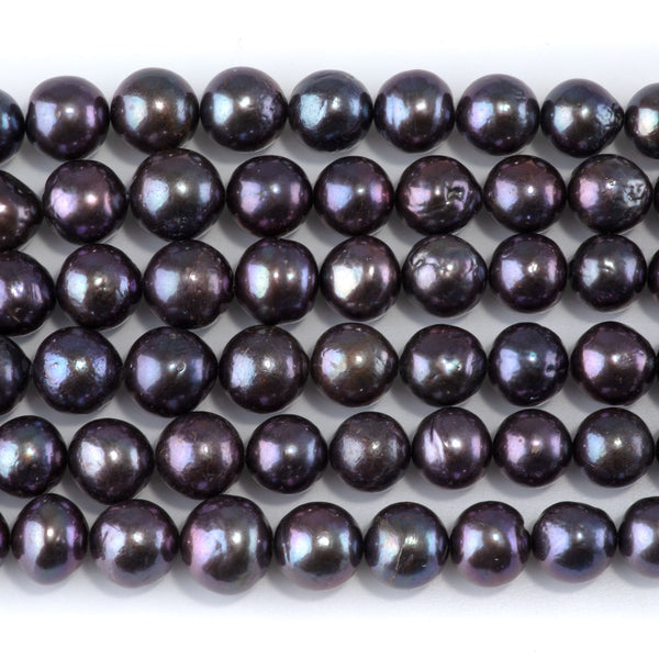 Freshwater Pearl 9-10mm Peacock "Edison" Round Beads - 15-16 Inch