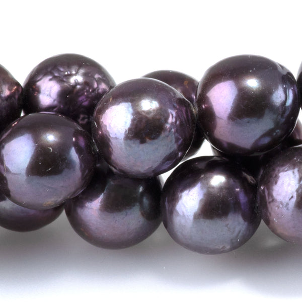 Freshwater Pearl 9-10mm Peacock "Edison" Round Beads - 15-16 Inch