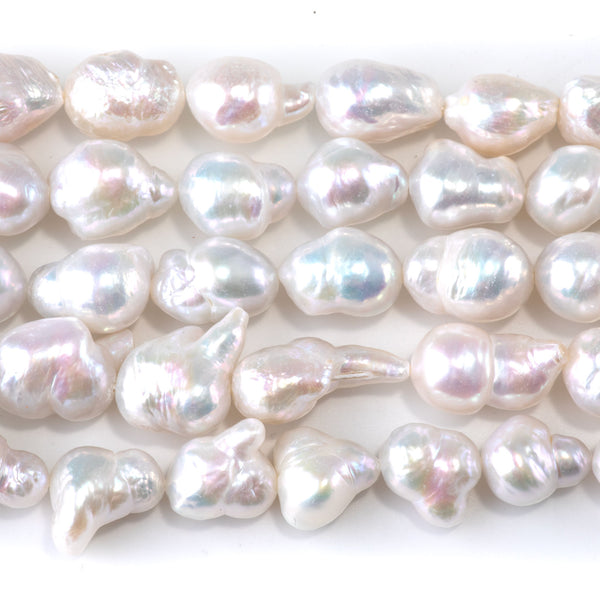 Freshwater Pearl 9-14x12-18mm White Baroque Beads - 15-16 Inch