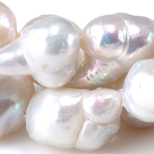 Freshwater Pearl 9-14x12-18mm White Baroque Beads - 15-16 Inch