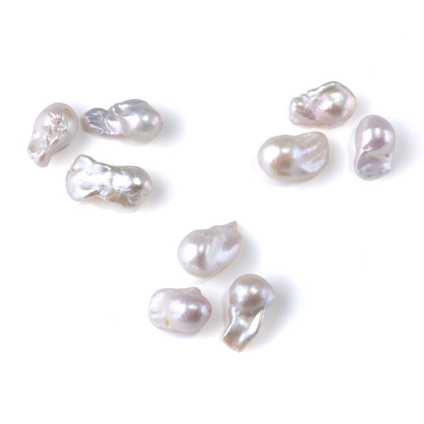 Freshwater Pearl Various Sizes White Baroque Beads - 3 Pack