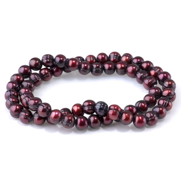 Freshwater Pearl 6-8mm Burgundy Potato Pearls - 15-16 Inch