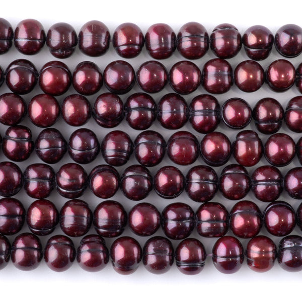 Freshwater Pearl 6-8mm Burgundy Potato Pearls - 15-16 Inch