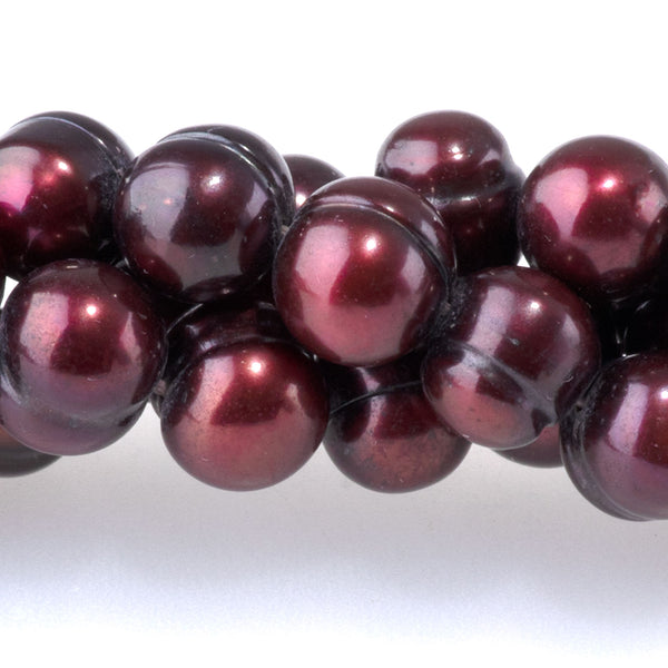Freshwater Pearl 6-8mm Burgundy Potato Pearls - 15-16 Inch