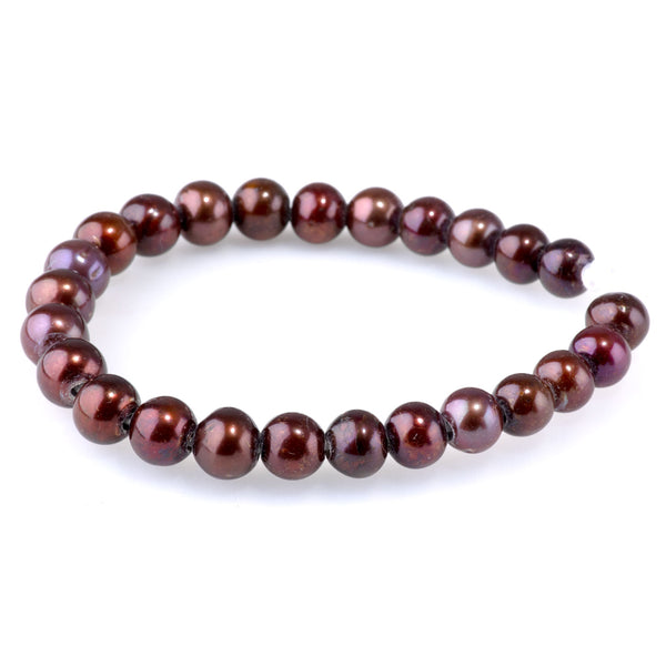 Freshwater Pearl 8-10mm Burgundy Potato Pearls with 3mm Hole - 8 Inch