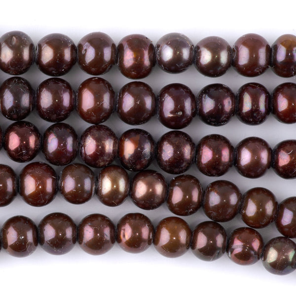 Freshwater Pearl 8-10mm Burgundy Potato Pearls with 3mm Hole - 8 Inch