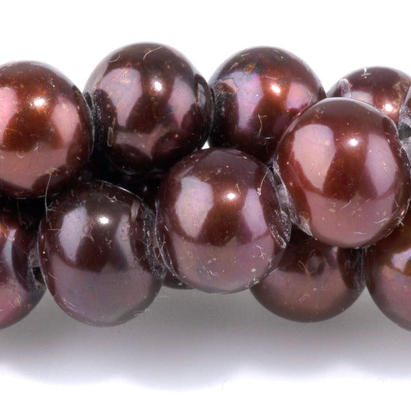Freshwater Pearl 8-10mm Burgundy Potato Pearls with 3mm Hole - 8 Inch
