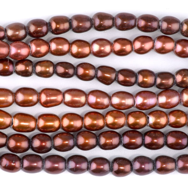 Freshwater Pearl 6-7mm Copper Potato Pearls with 3mm Hole - 8 Inch