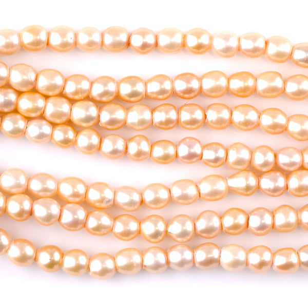 Freshwater Pearl 7-8mm Cream Potato Pearls with 2.5mm Hole - 8 Inch