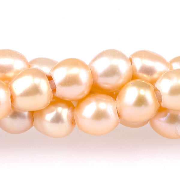 Freshwater Pearl 7-8mm Cream Potato Pearls with 2.5mm Hole - 8 Inch