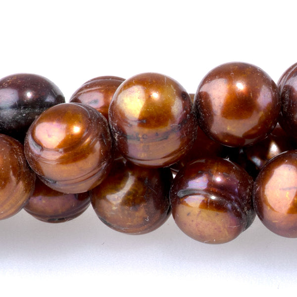 Freshwater Pearl 7-9mm Golden Brown Potato Pearls - 15-16 Inch