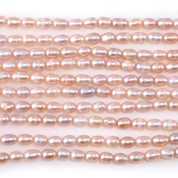 Freshwater Pearl 4-5mm Light Pink Rice Beads - 15-16 Inch