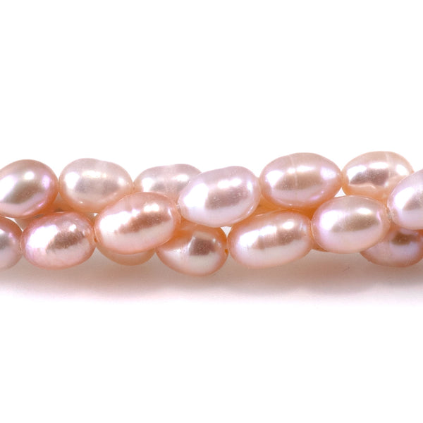 Freshwater Pearl 4-5mm Light Pink Rice Beads - 15-16 Inch