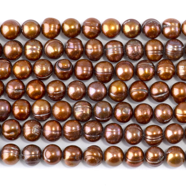 Freshwater Pearl 8-9mm Light Brown Potato Beads - 15-16 Inch