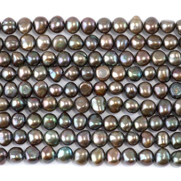 Freshwater Pearl 5-7mm Green Potato Beads - 15-16 Inch
