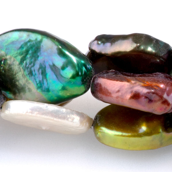 Freshwater Pearl 10-12x15-18mm Multi Color Flat Oval Pearls - 15-16 Inch