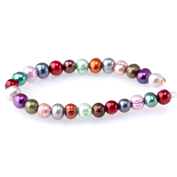 Freshwater Pearl 7-9mm Multi Color Potato Pearls with 2mm Hole - 8 Inch