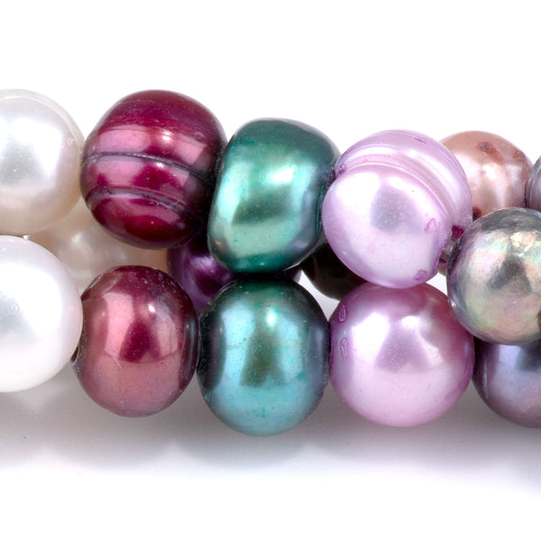 Freshwater Pearl 7-9mm Multi Color Potato Pearls with 2mm Hole - 8 Inch