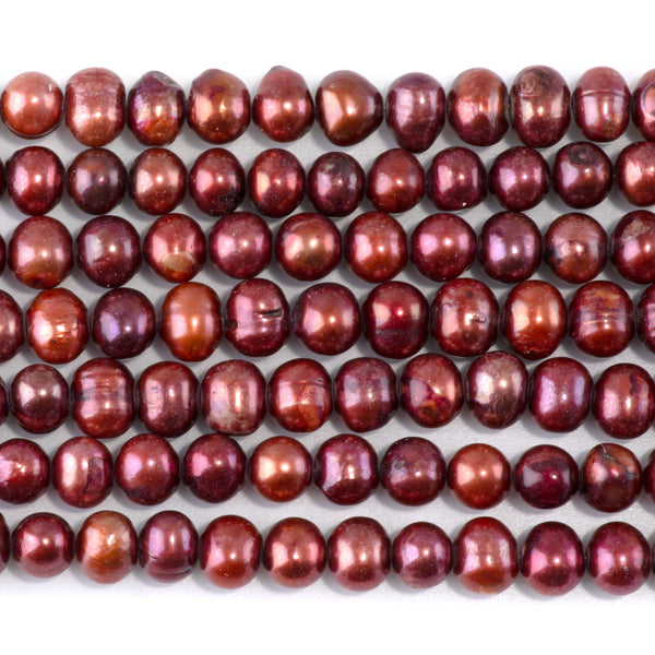 Freshwater Pearl 7-8mm Pale Red Potato Beads - 15-16 Inch
