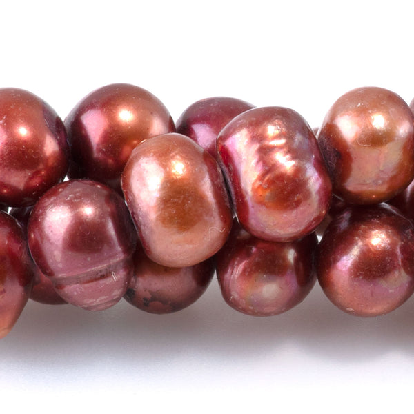 Freshwater Pearl 7-8mm Pale Red Potato Beads - 15-16 Inch