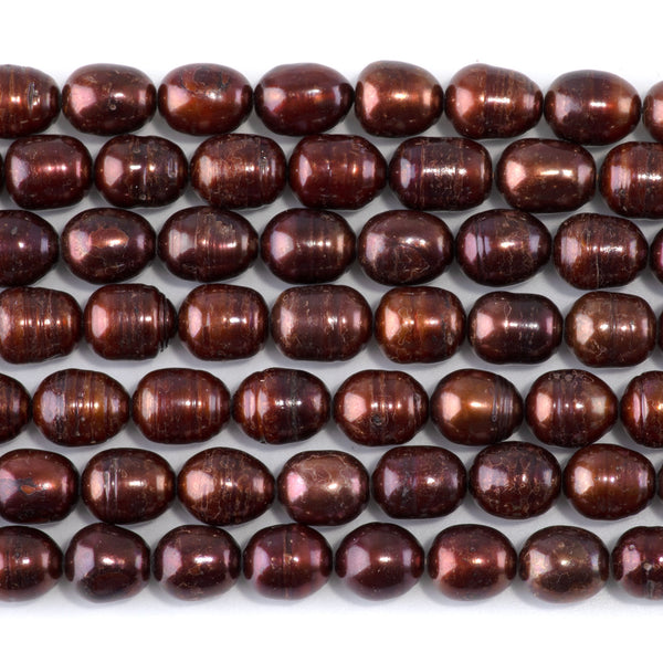 Freshwater Pearl 8-10mm Purple Brown Potato Beads - 15-16 Inch