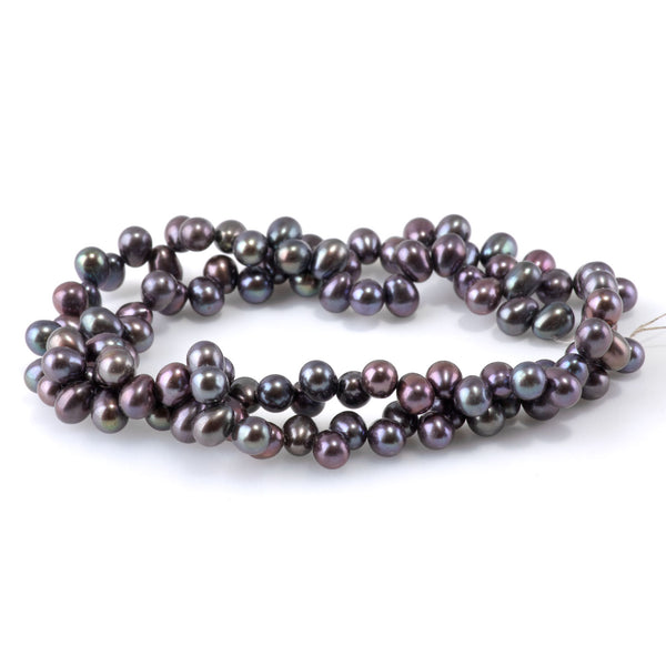 Freshwater Pearl 5mm Peacock Top Drilled Rice Beads - 15-16 Inch