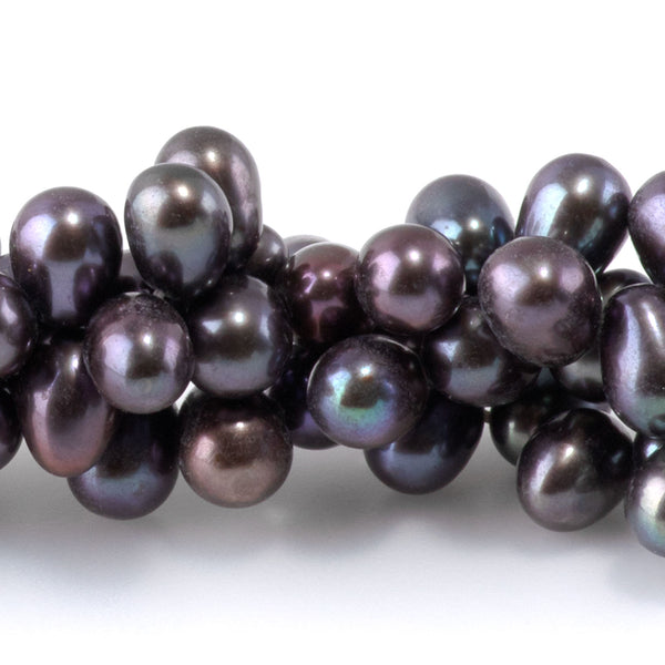 Freshwater Pearl 5mm Peacock Top Drilled Rice Beads - 15-16 Inch