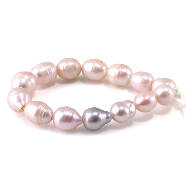 Freshwater Pearl 13-14mm Pink Baroque Beads with 2mm Large Hole - 8 Inch