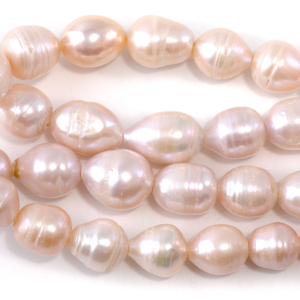 Freshwater Pearl 13-14mm Pink Baroque Beads with 2mm Large Hole - 8 Inch