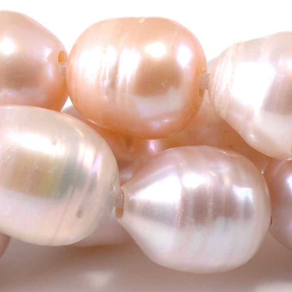 Freshwater Pearl 13-14mm Pink Baroque Beads with 2mm Large Hole - 8 Inch