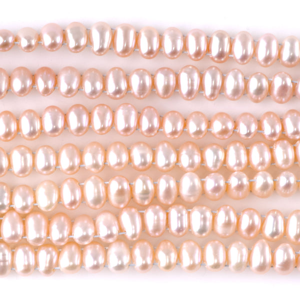 Freshwater Pearl 4x7mm Pink Double Drill Rice Pearls - 15 Inch