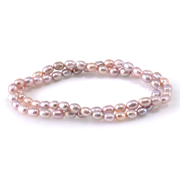 Freshwater Pearl 5mm Pink Rice Beads - 15-16 Inch