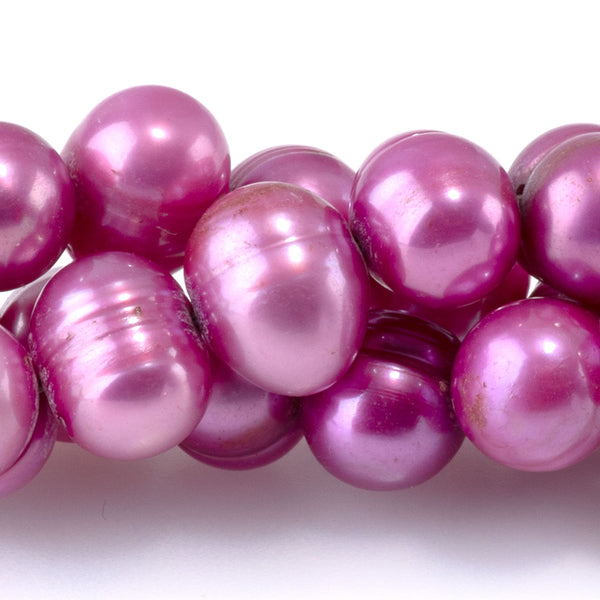 Freshwater Pearl 7-10mm Hot Pink Potato Beads - 15-16 Inch