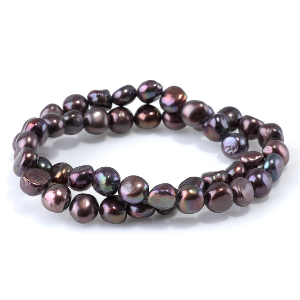 Freshwater Pearl 9-10mm Purple Coin Beads - 15-16 Inch