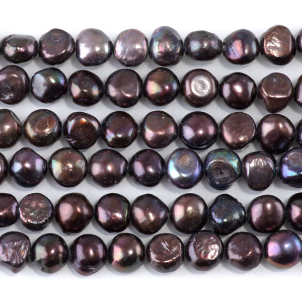 Freshwater Pearl 9-10mm Purple Coin Beads - 15-16 Inch