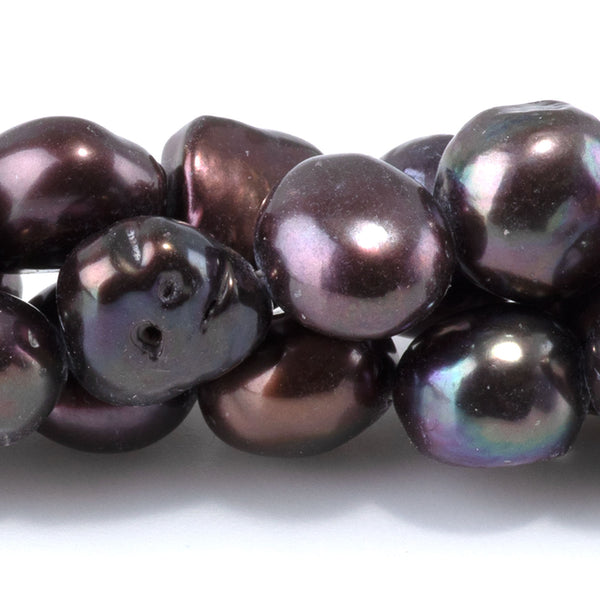 Freshwater Pearl 9-10mm Purple Coin Beads - 15-16 Inch