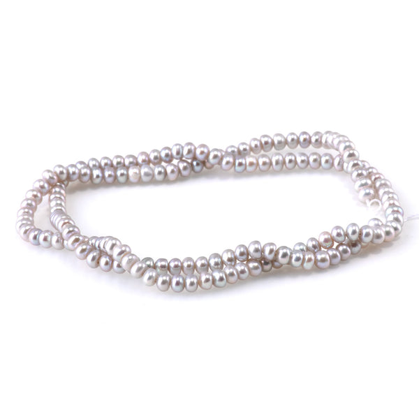 Freshwater Pearl 4mm Silver Rondelle Beads - 15-16 Inch