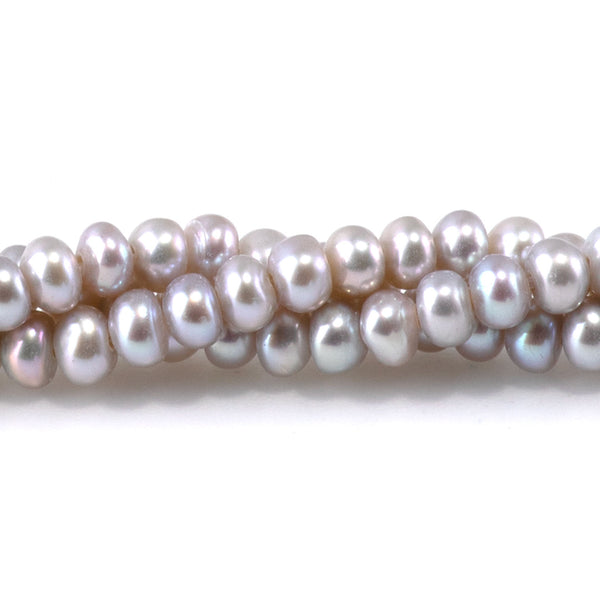 Freshwater Pearl 4mm Silver Rondelle Beads - 15-16 Inch