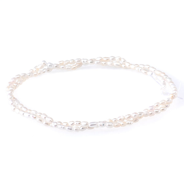 Freshwater Pearl 2-3mm White Rice Pearls - 15-16 Inch