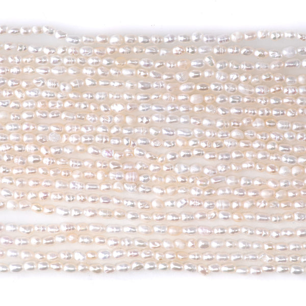 Freshwater Pearl 2-3mm White Rice Pearls - 15-16 Inch